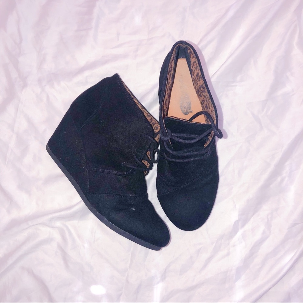Black Wedge Booties